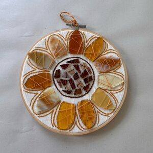 *HANDMADE* Custom Hand Stitched Glass Hoop Decor